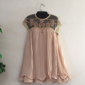 Vintage style angelic layered organza with gathered balloon hem Beading Sheer